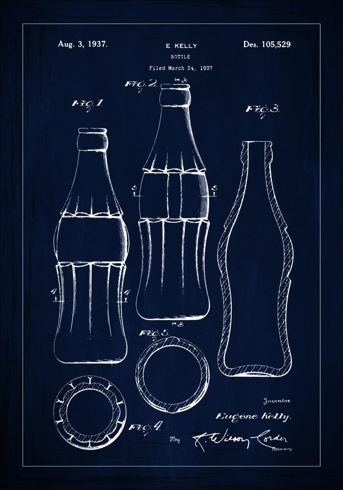 Patentinis brėžinys - Coca Cola - Mėlynas Įrašai