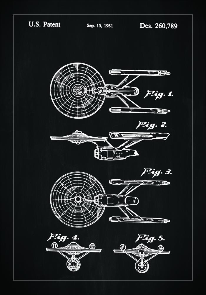 Patentinis brėžinys - Star Trek - USS Enterprise - Juodas Įrašai