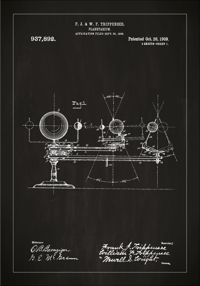 Patentinis brėžinys - Planetariumas - Juodas Įrašai