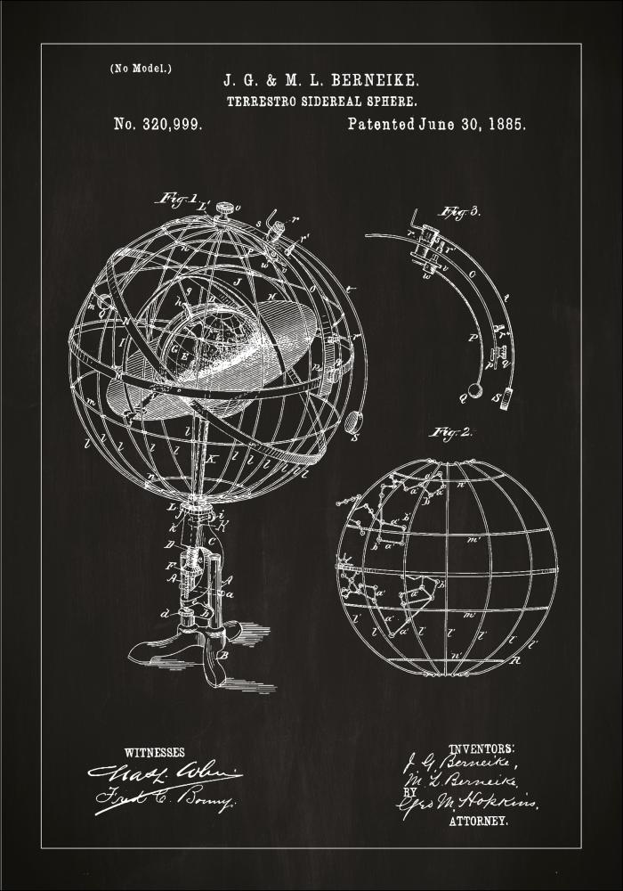 Patentinis brėžinys - Astronominis modelis - Juodas Įrašai