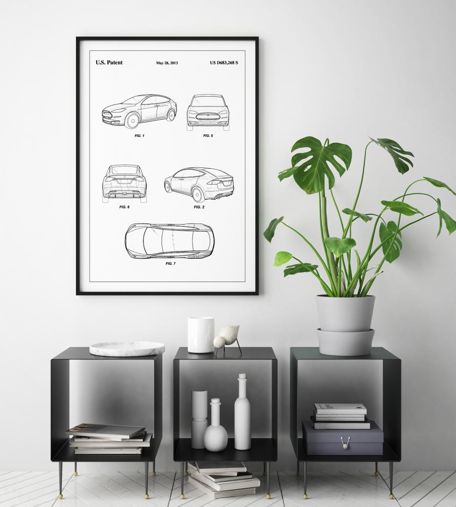 Patent Print - Tesla - White Įrašai