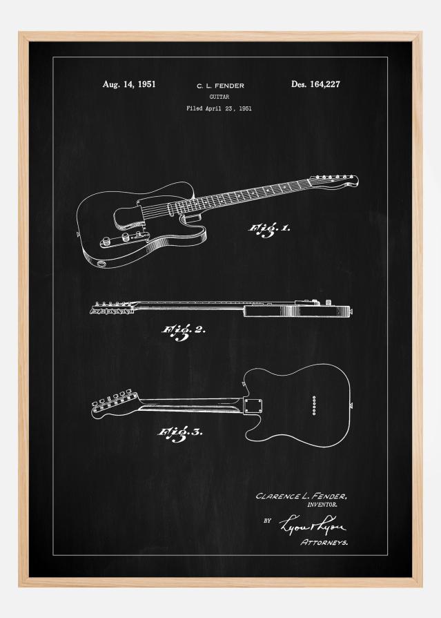 Patent Print - Guitar - Black Įrašai