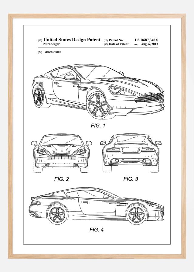 Patent Print - Aston Martin - White Įrašai