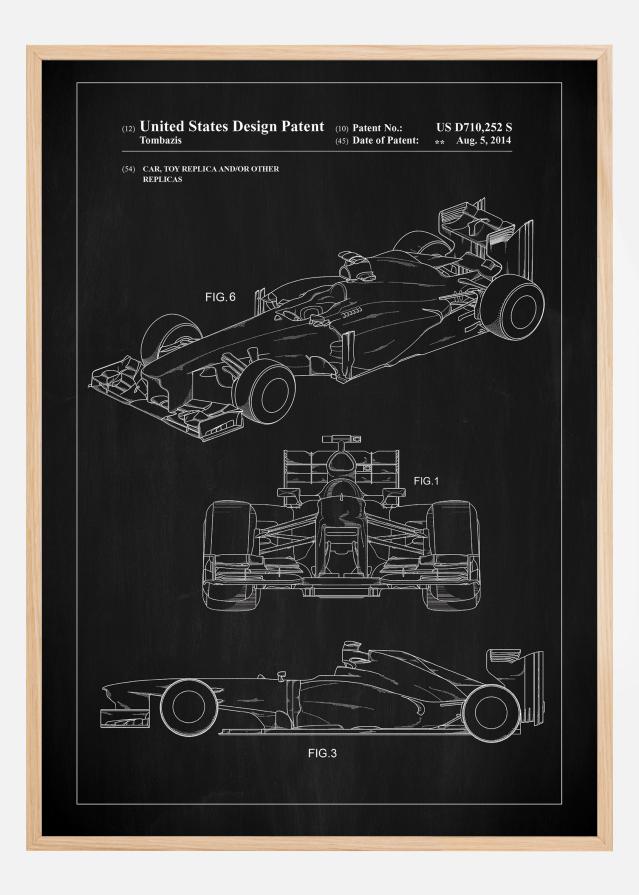 Patent Print - Formula 1 Racing Car - Black Įrašai