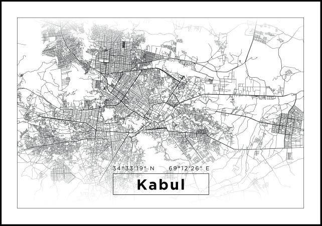 Žemėlapis - Kabul - Baltas Įrašai