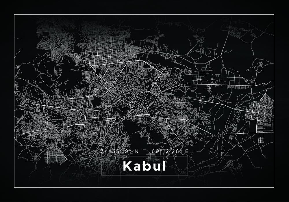 Žemėlapis - Kabul - Juodas Įrašai