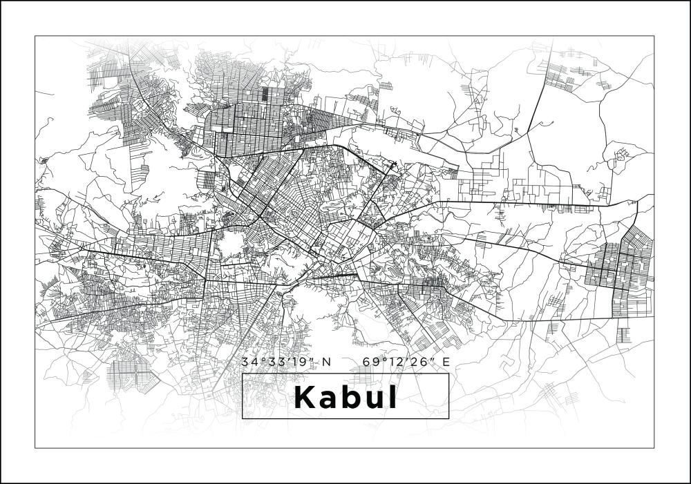 Žemėlapis - Kabul - Baltas Įrašai