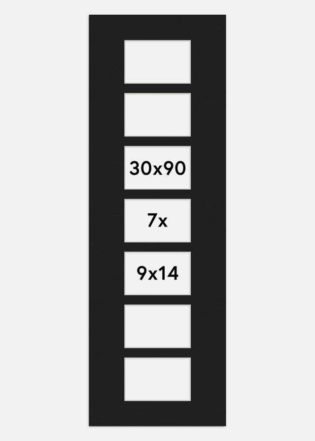 Paspartu Juodas 30x90 cm - Koliažas 7 Paveikslėliai (9x14 cm)
