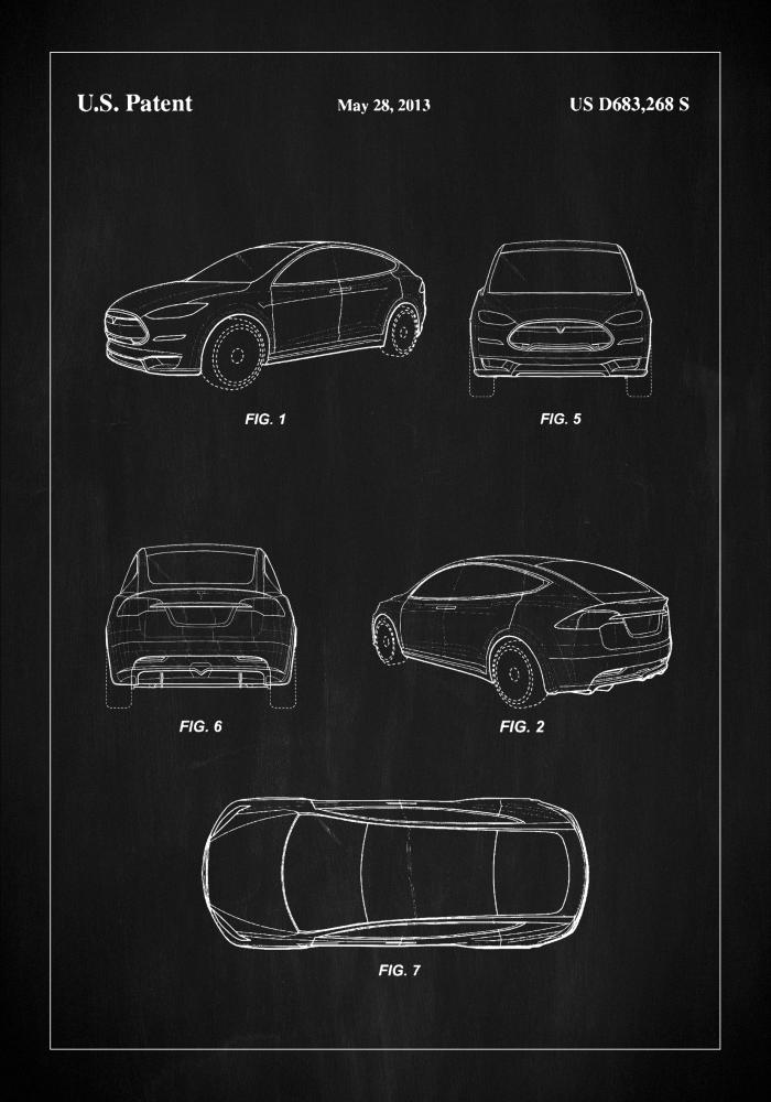 Patent Print - Tesla - Black Įrašai