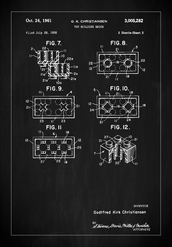 Patent Print - Lego Block II - Black Įrašai