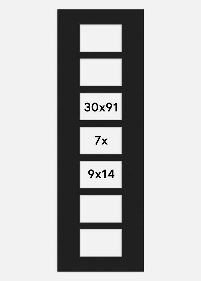 Paspartu Juodas 30x91 cm - Koliažas 7 Paveikslėliai (9x14 cm)