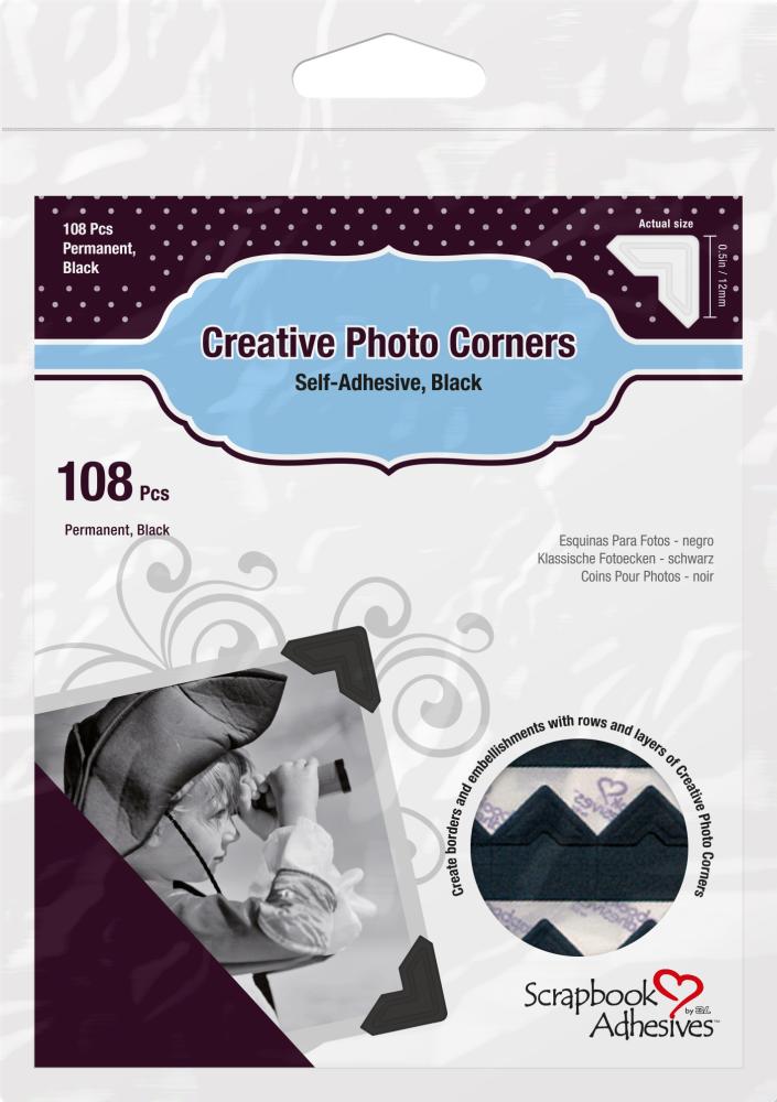 3L Creative Photo Corners Juodas - 108 vnt