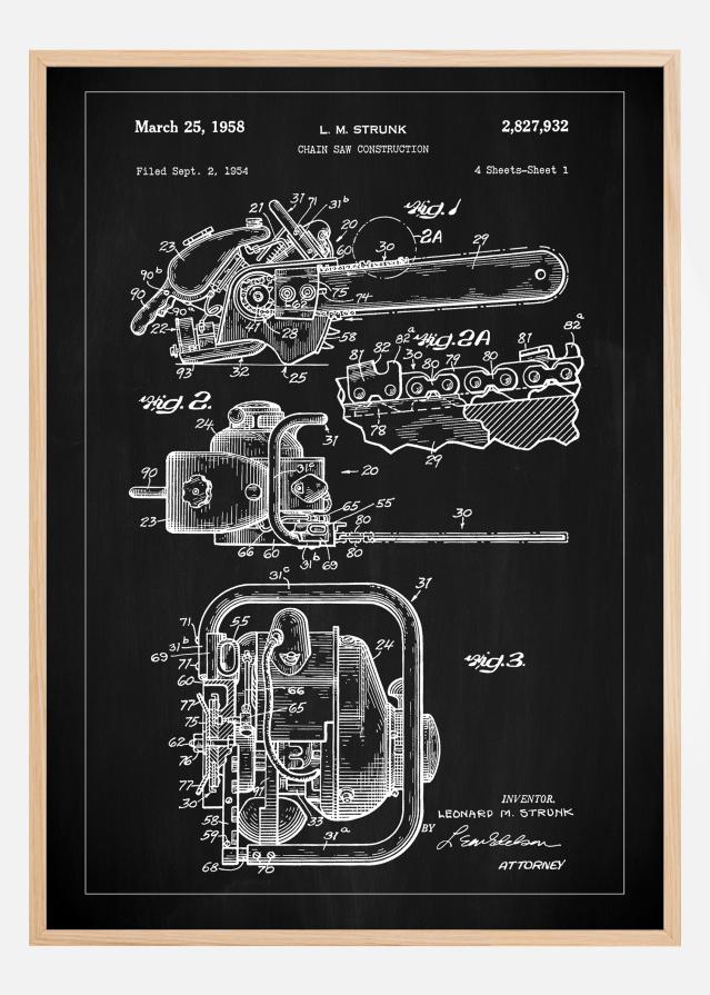 Patent Print - Chain Saw - Black Įrašai