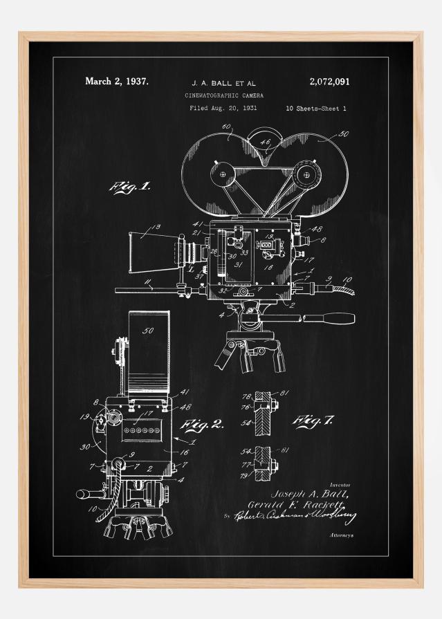 Patent Print - Cinematic Camera - Black Įrašai