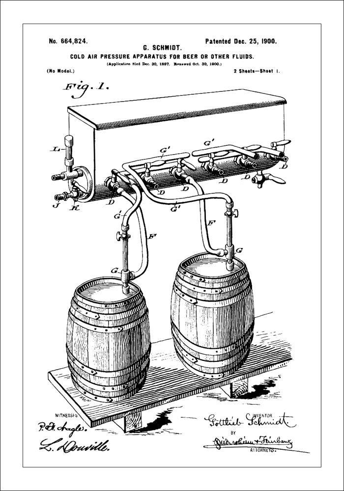 Patent Print - Beer Kegs - White Įrašai