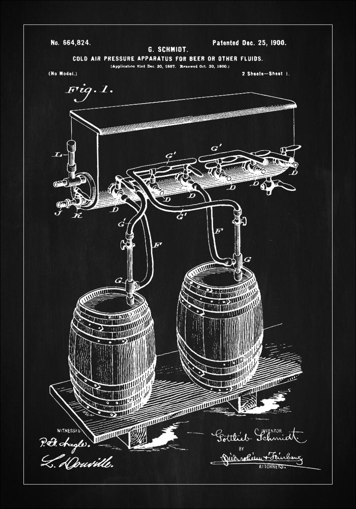 Patent Print - Beer Kegs - Black Įrašai