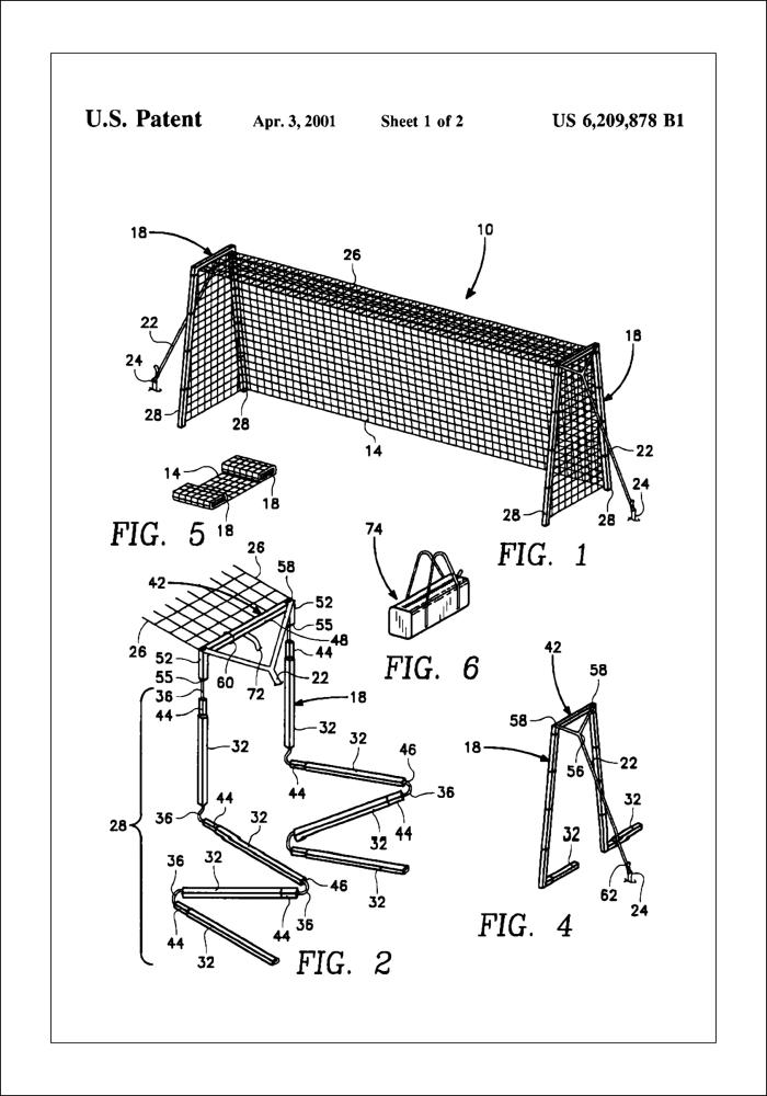 Patent Print - Soccer Goal - White Įrašai