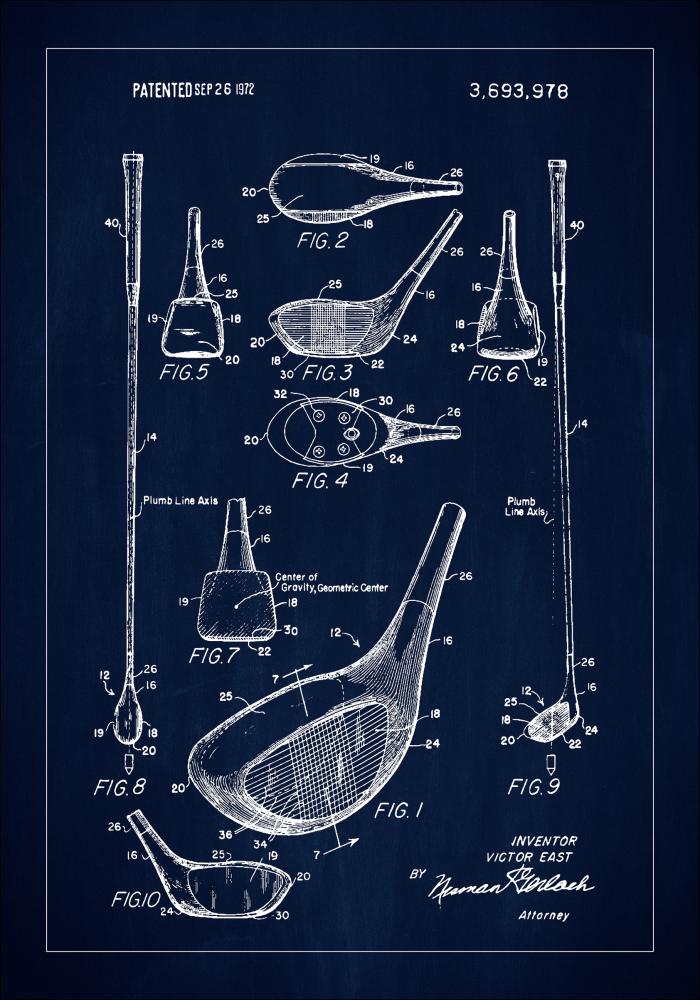 Patent Print - Golf Club - Blue Įrašai