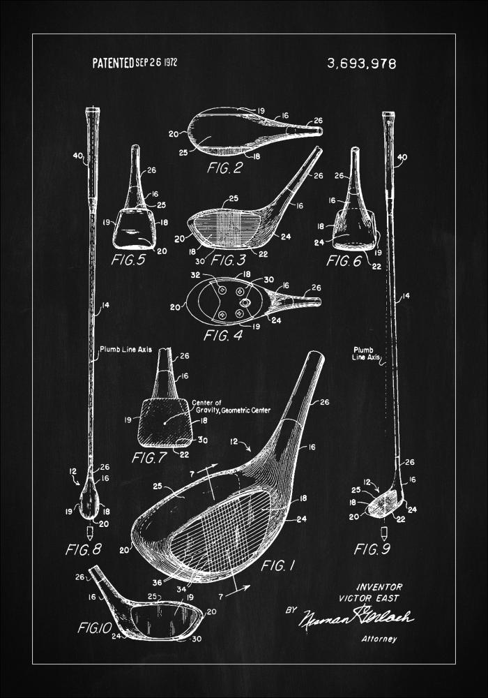 Patent Print - Golf Club - Black Įrašai