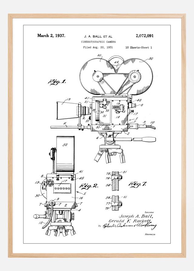 Patent Print - Cinematic Camera - White Įrašai