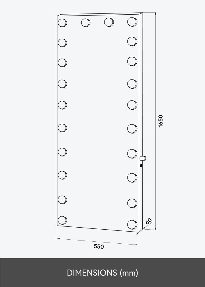 KAILA Veidrodis pušis LED Juodas 55x165 cm