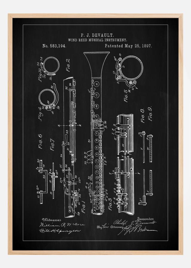 Patent Print - Clarinet - Black Įrašai