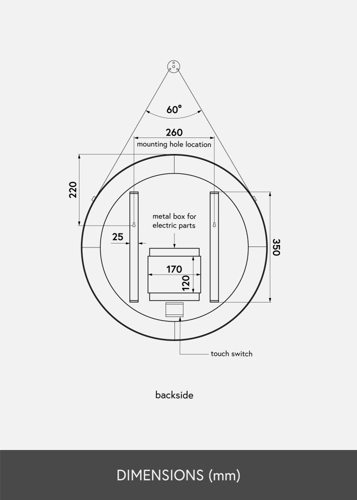 KAILA Veidrodis Belt LED Auksas 60 cm Ø