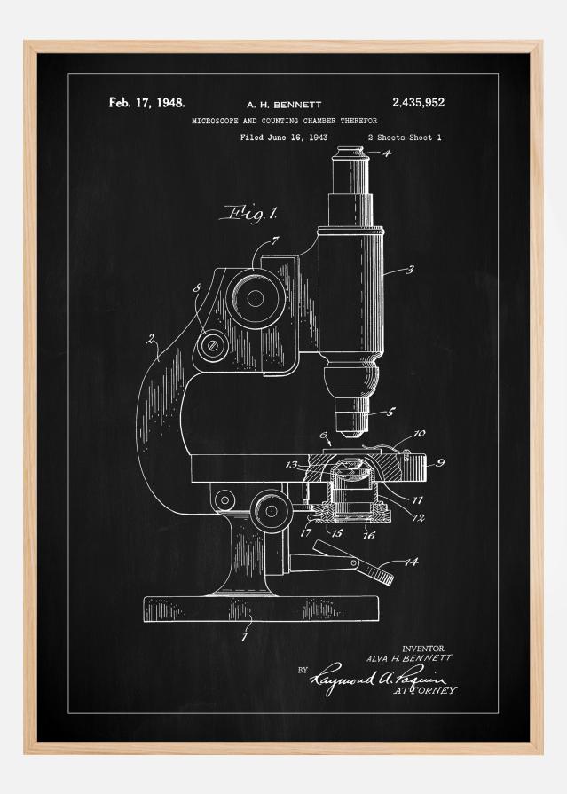 Patent Print - Microscope - Black Įrašai