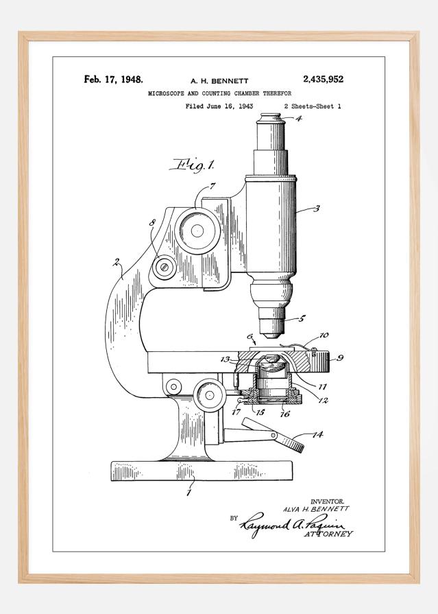 Patent Print - Microscope - White Įrašai