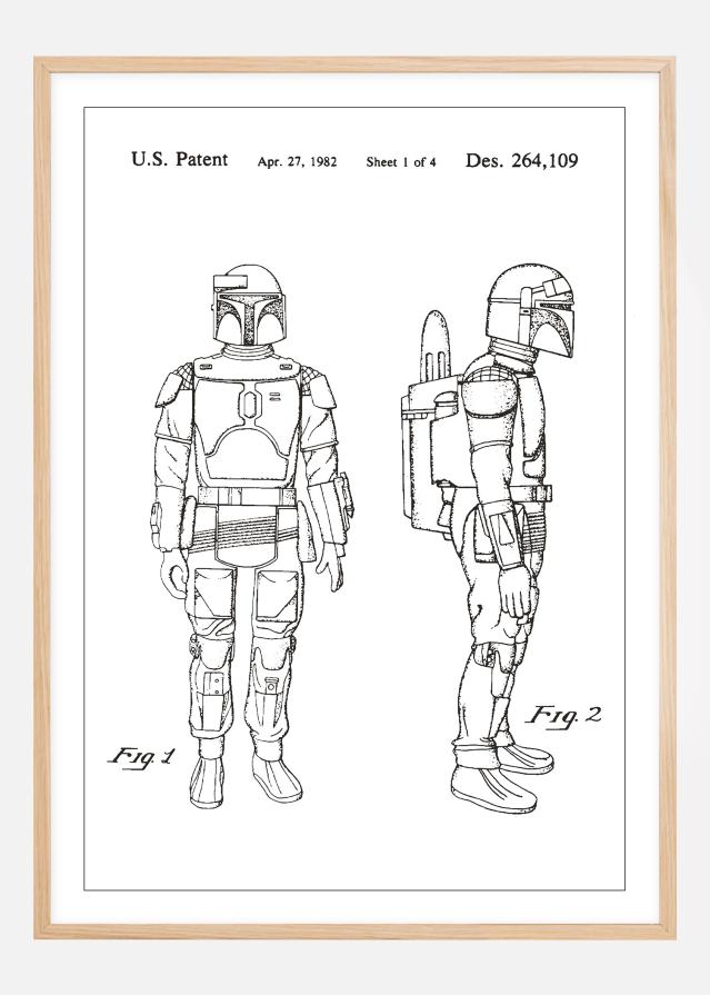 Patentinis brėžinys - Star Wars - Boba Fett - Baltas Įrašai