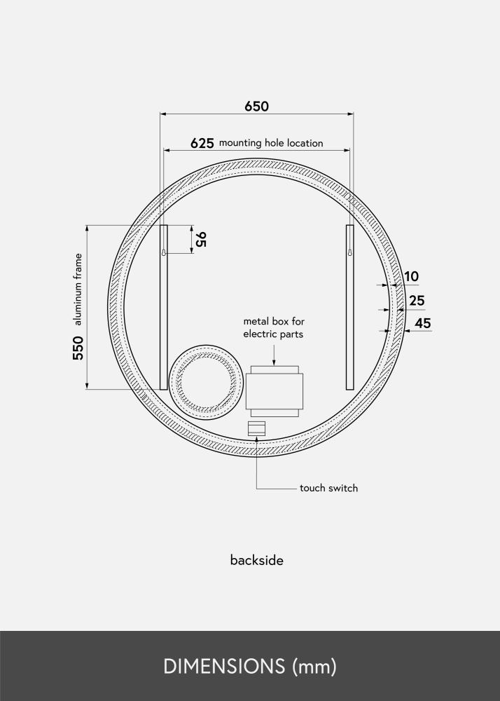 KAILA Veidrodis Circular Magnifying LED 100 cm Ø