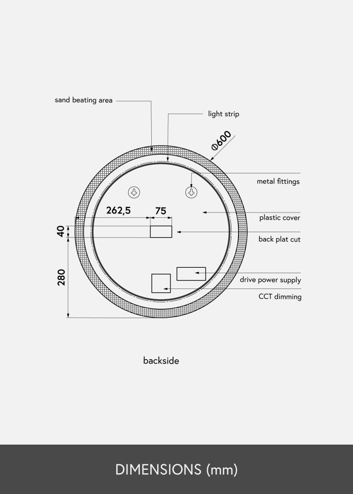 KAILA Veidrodis Circular LED 60 cm Ø