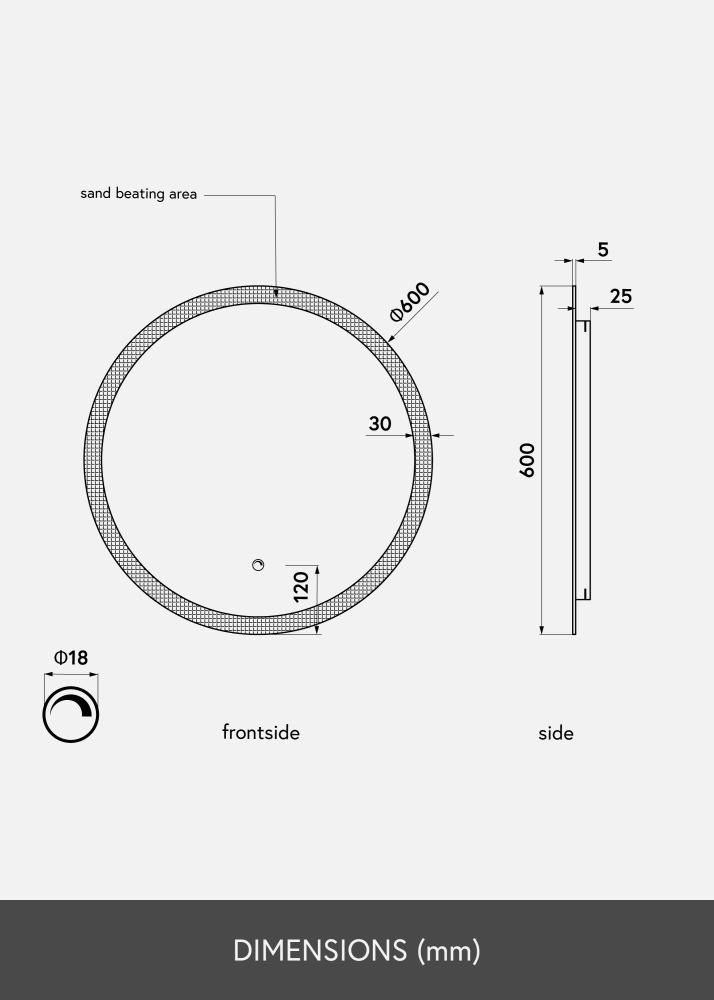 KAILA Veidrodis Circular LED 60 cm Ø