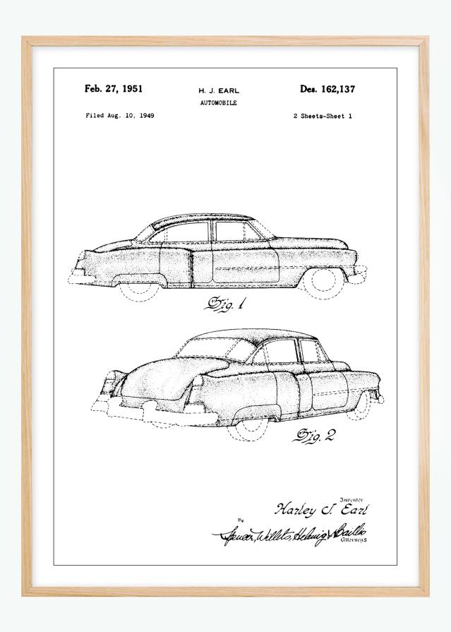 Patentinis brėžinys - Cadillac viduje Įrašai