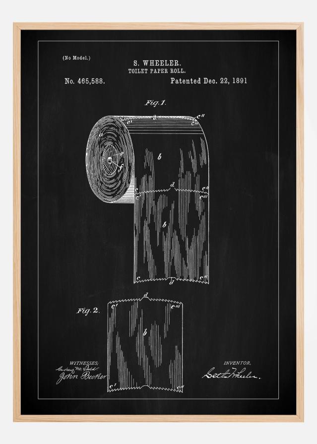 Patent Print - Toilet Paper Roll - Black Įrašai