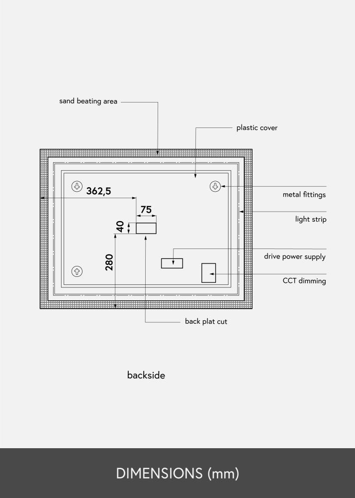 KAILA Veidrodis Rectangle II LED 60x80 cm