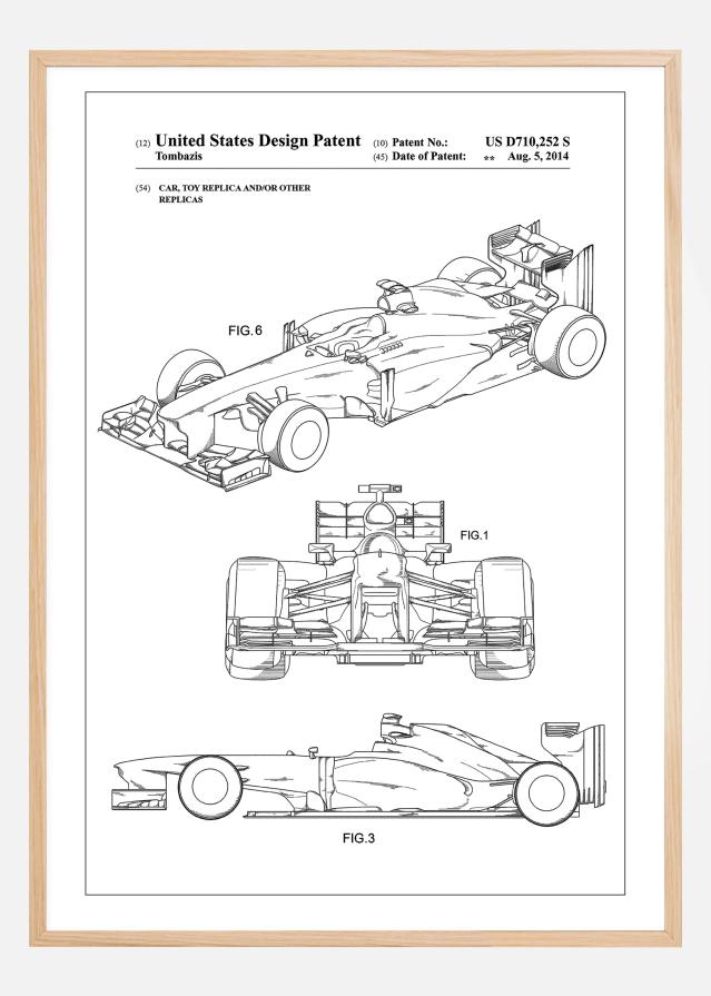 Patent Print - Formula 1 Racing Car - White Įrašai