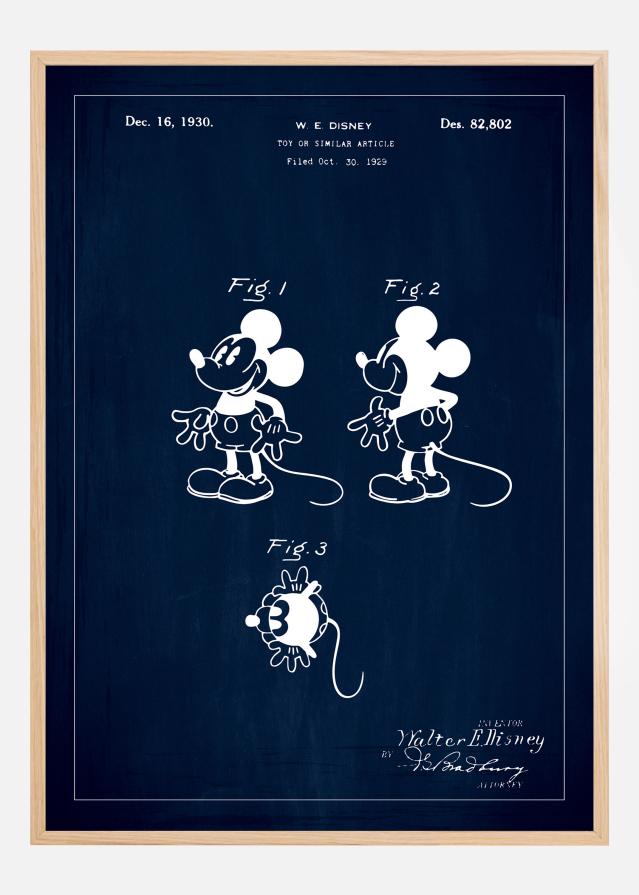 Patentinis brėžinys - Disney - Mickey Mouse - Mėlynas Įrašai