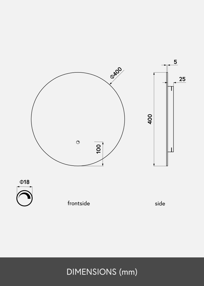 KAILA Veidrodis LED 40 cm Ø