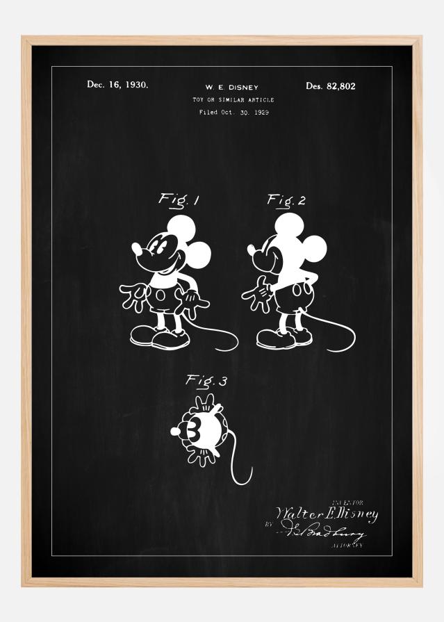 Patentinis brėžinys - Disney - Mickey Mouse - Juodas Įrašai