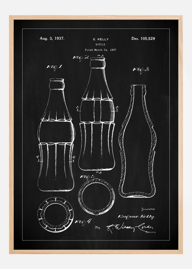 Patentinis brėžinys - Coca Cola - Juodas Įrašai