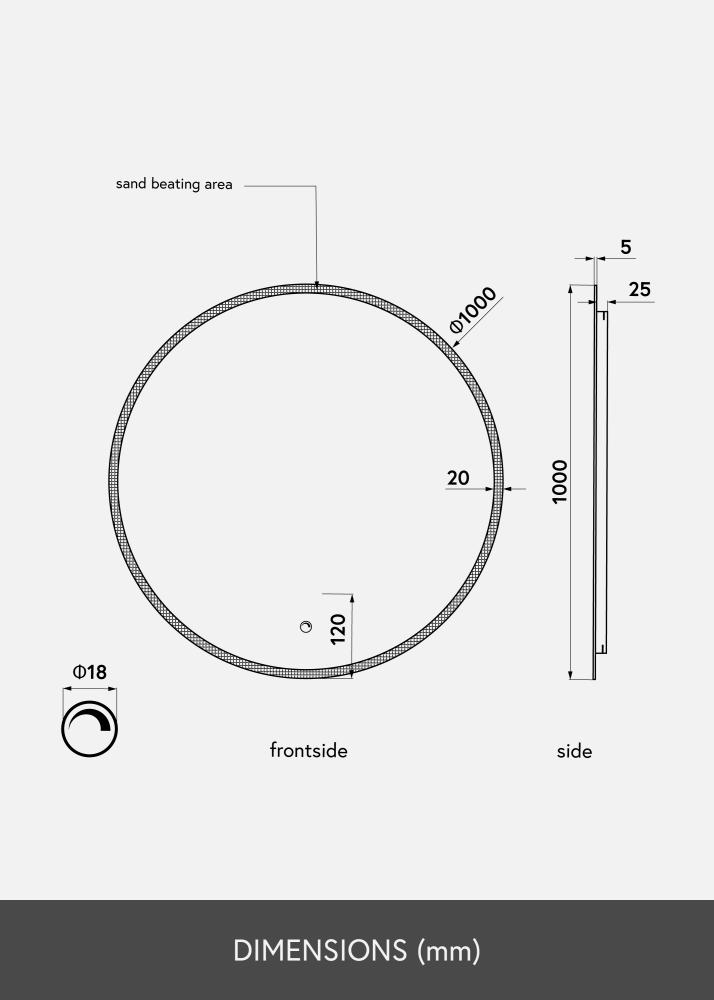 KAILA Veidrodis Frost LED 100 cm Ø