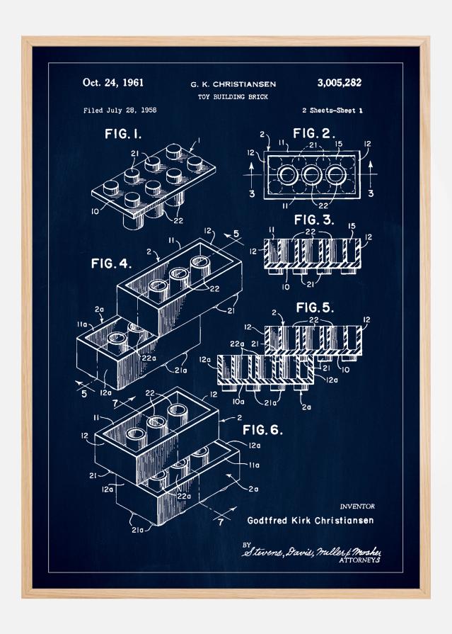 Patent Print - Lego Block I - Blue Įrašai