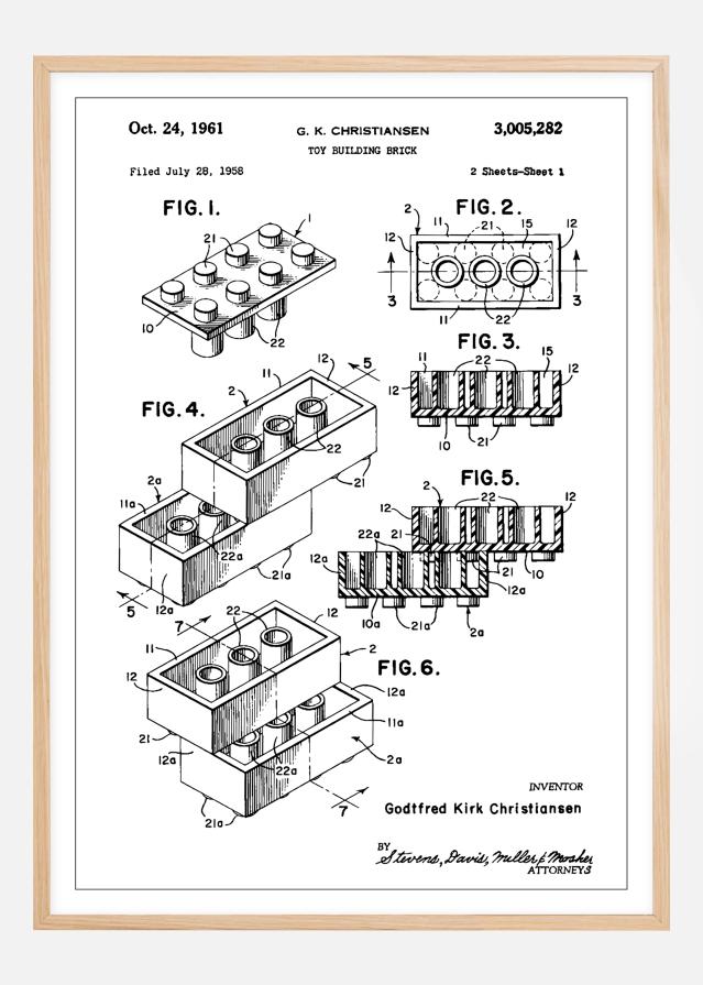 Patent Print - Lego Block I - White Įrašai