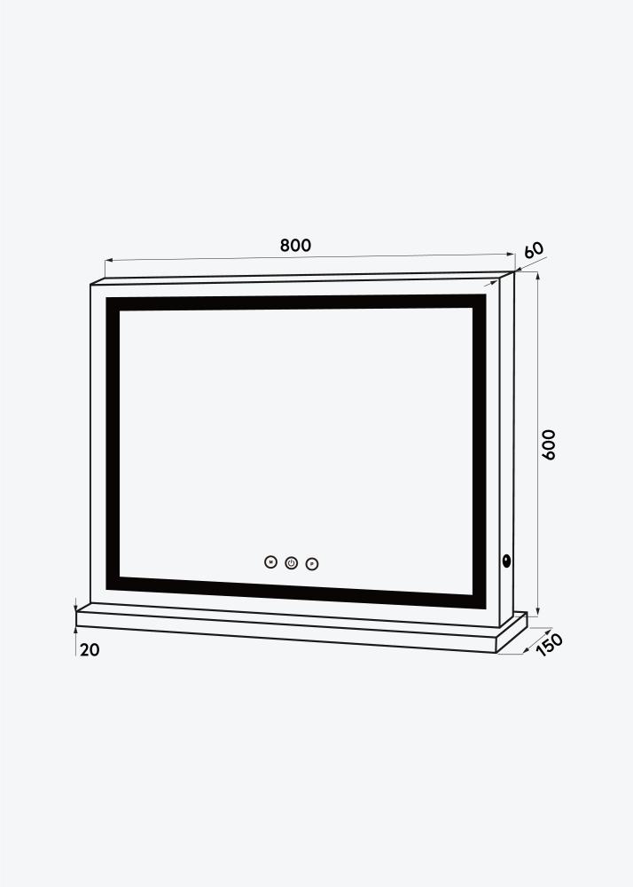 KAILA Kosmetinis veidrodis Base Horisontal LED Baltas 80x60 cm