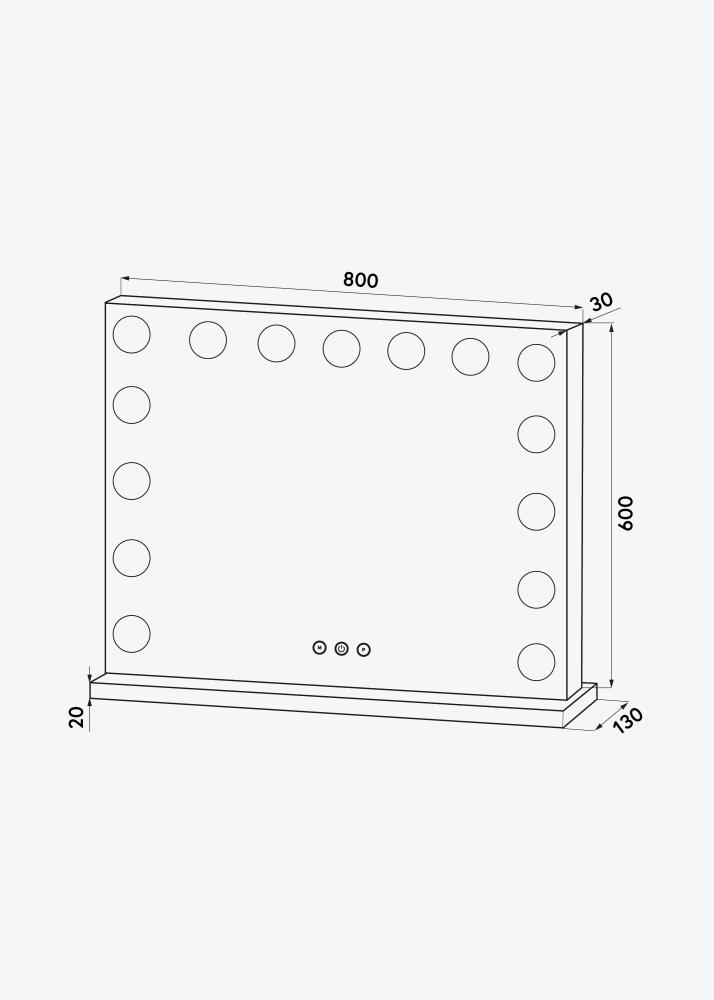 KAILA Kosmetinis veidrodis Vanity LED 15 Baltas 80x60 cm