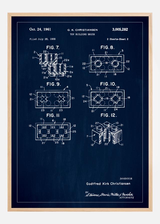 Patent Print - Lego Block II - Blue Įrašai