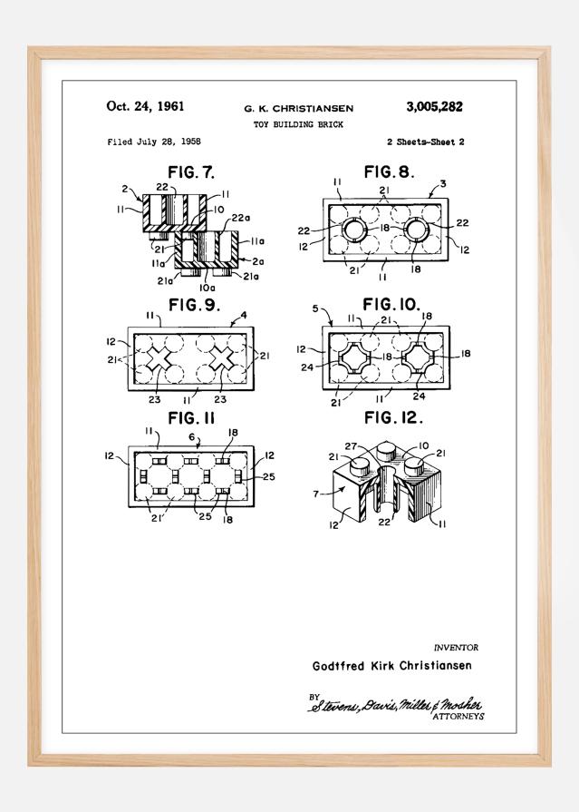 Patent Print - Lego Block II - White Įrašai