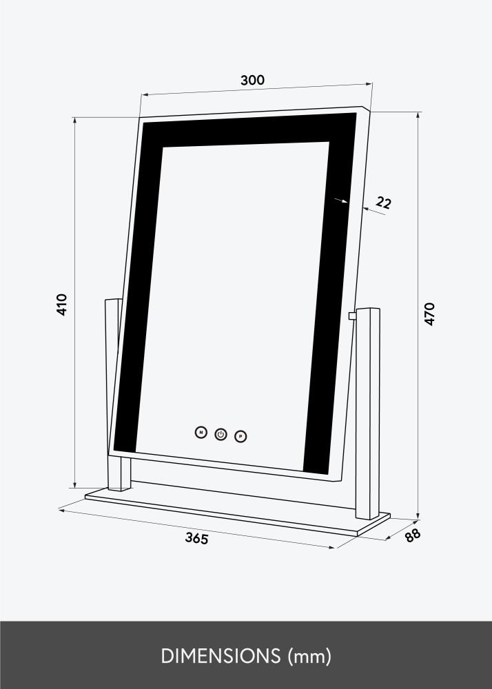 KAILA Kosmetinis veidrodis Stand LED Baltas 30x41 cm