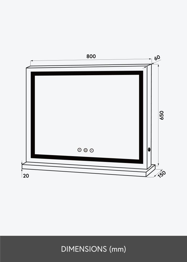 KAILA Kosmetinis veidrodis Vanity LED Baltas 80x65 cm